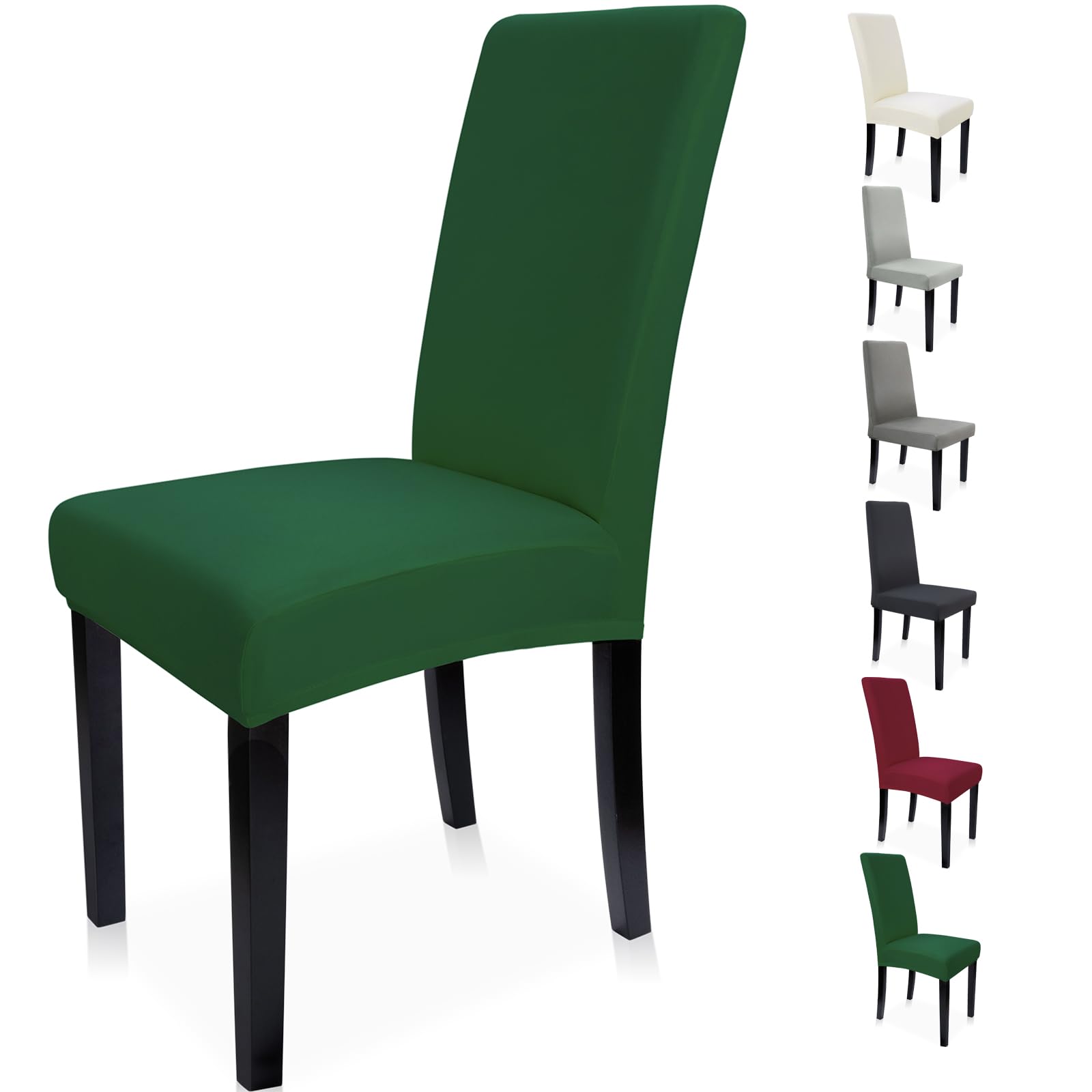 Zindoo Dining Chair Seat Covers, Green Chair Covers for Dining Chairs 4, Stretch High Back Chair Covers, Spandex Dining Chair Covers for Wedding, Hotel, Restaurant, Banquet, Kitchen