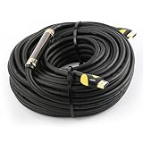 Postta HDMI Cable(75 Feet Yellow) HDMI 2.0V with Built-in Signal Booster-Support 4K,3D,1080P,Ethernet,Audio Return & Ultra HD-1 Pack