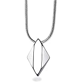 vicima Tungsten Steel Geometric Pendant Necklace for Men Tungsten Rhombus Pendant 24 Inch Snake Chain