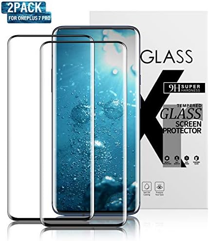 Gozhu Oneplus 7 Pro Tempered Glass Screen Protector,Fingerprint Scaner 3D Liquid Clear Full Curved Edge Case Friendly Anti-Scratch Coverage for Oneplus 7 Pro (2-Pack)