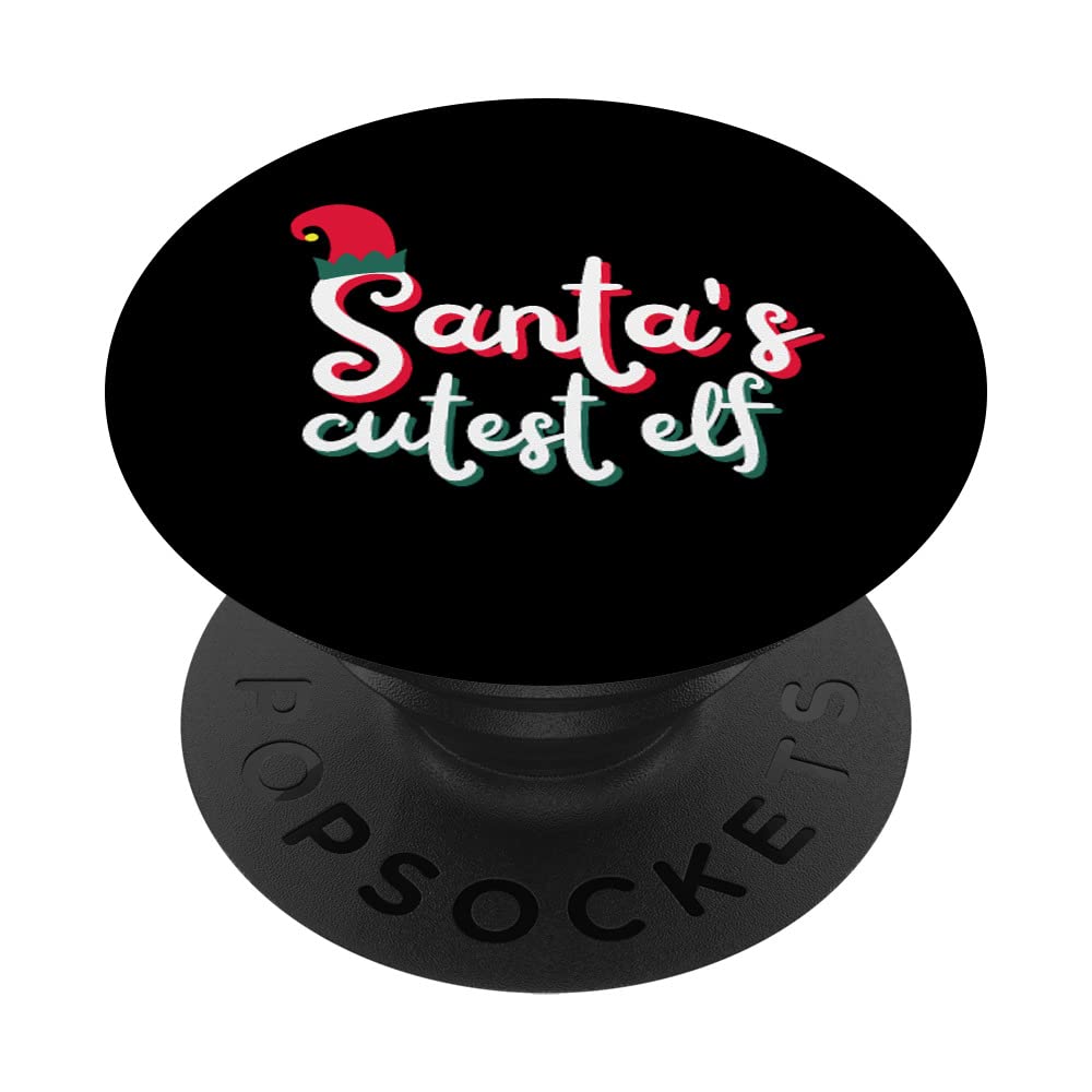 Funny Christmas "Santa's Cutest Elf" PJs for Adults and Kids PopSockets Swappable PopGrip
