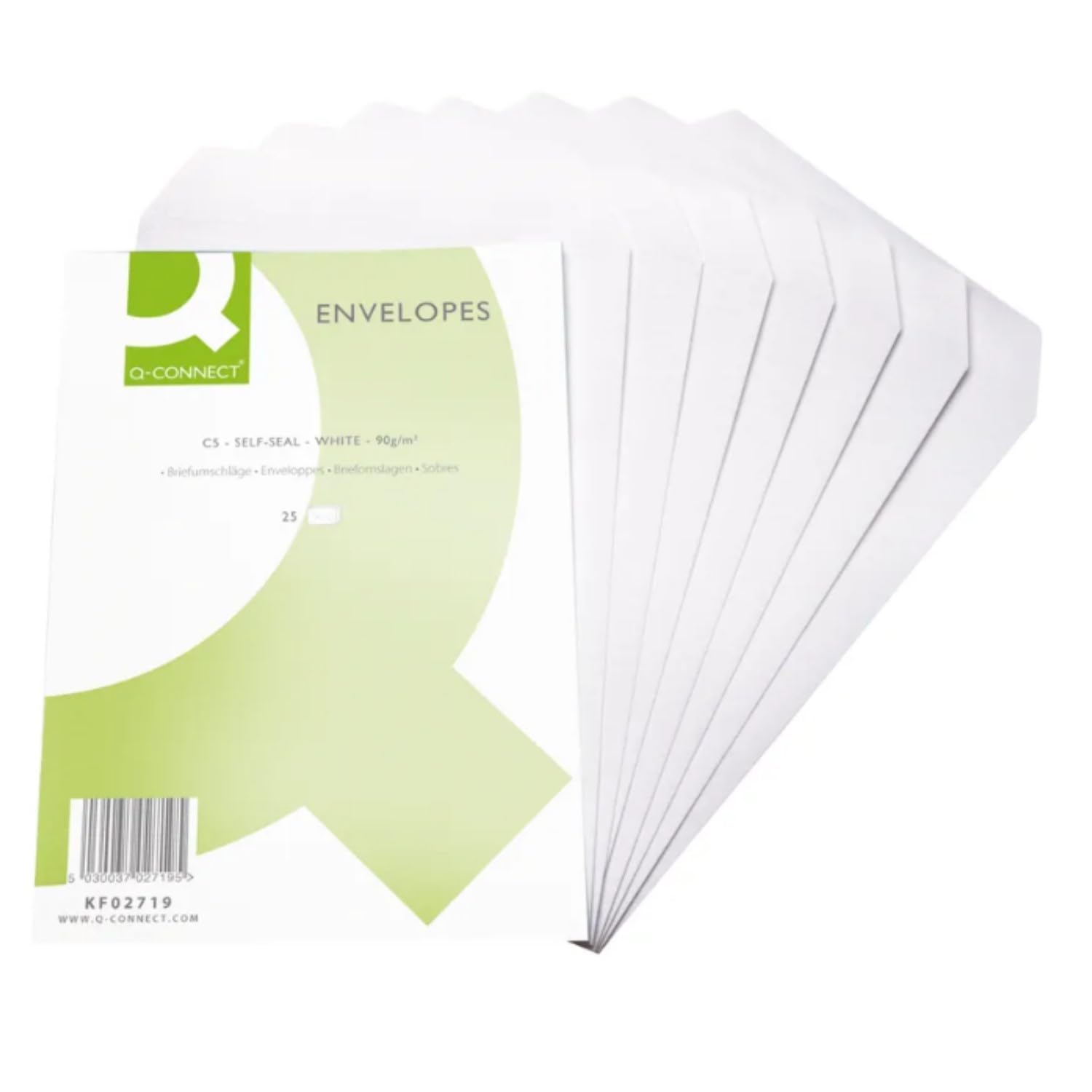 Q-Connect C5 Envelopes Pocket Self Seal 90gsm White (Pack of 500) — image 1