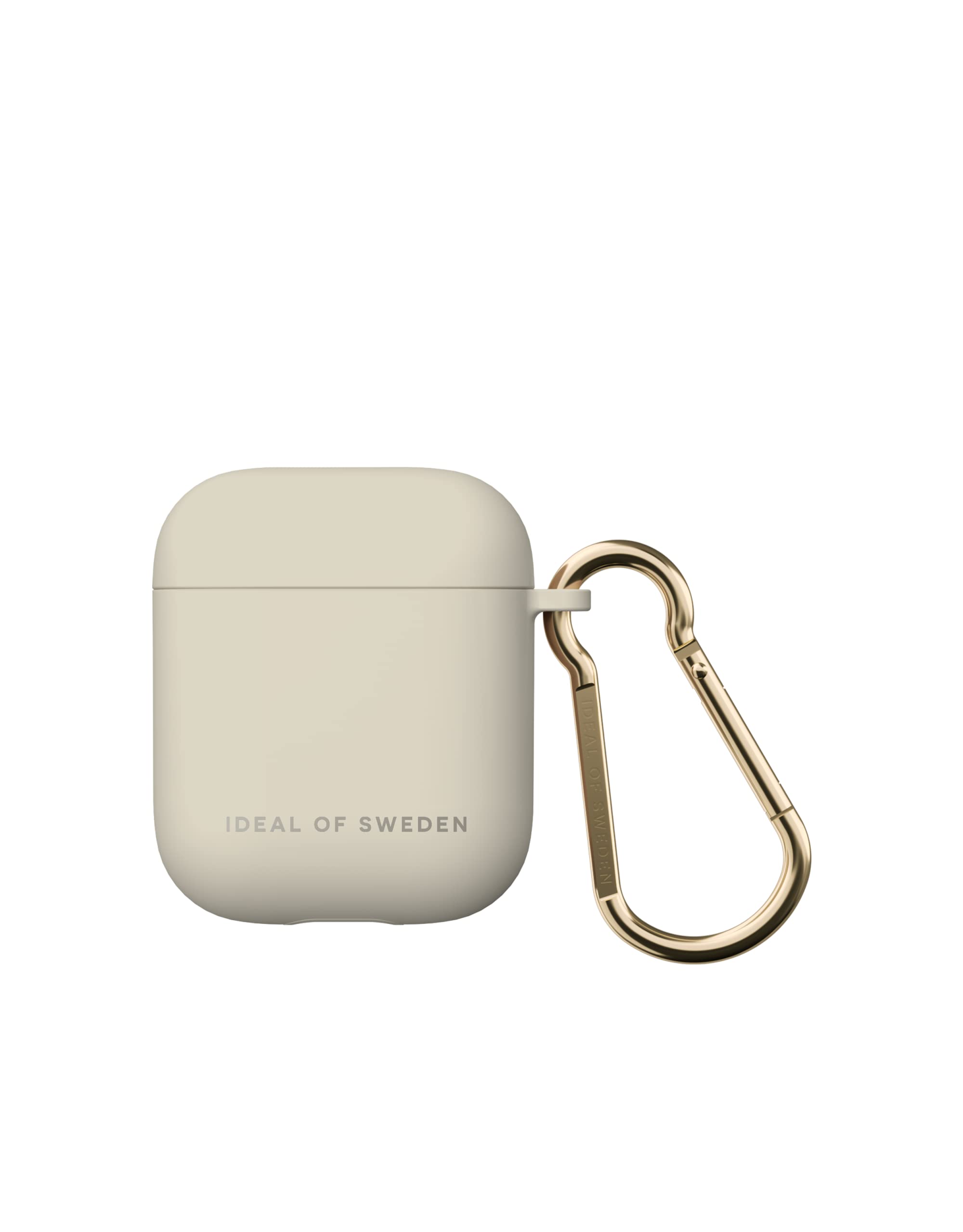 IDEAL OF SWEDEN AirPods Case, AirPods Protective Silicone Case with Carabiner, Compatible with AirPods 1 & 2, Qi Charger Compatible, LED Charging Indicator Light (Ecru)