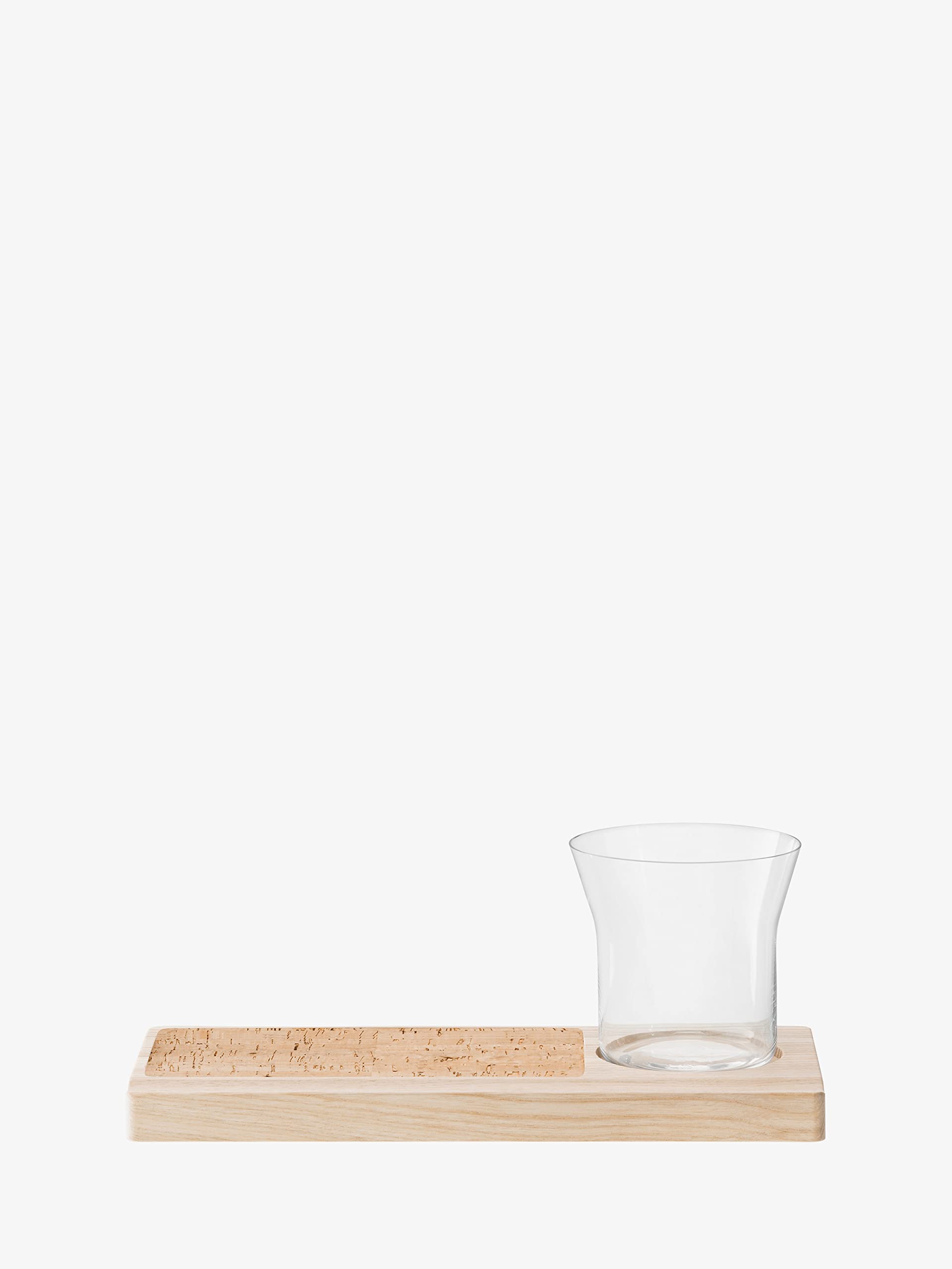 LSA Plateau Planter Set L28cm Clear/Ash/Cork| 1 Unit | Mouthblown & Handmade Glass | Hand Planed Wood | PU01