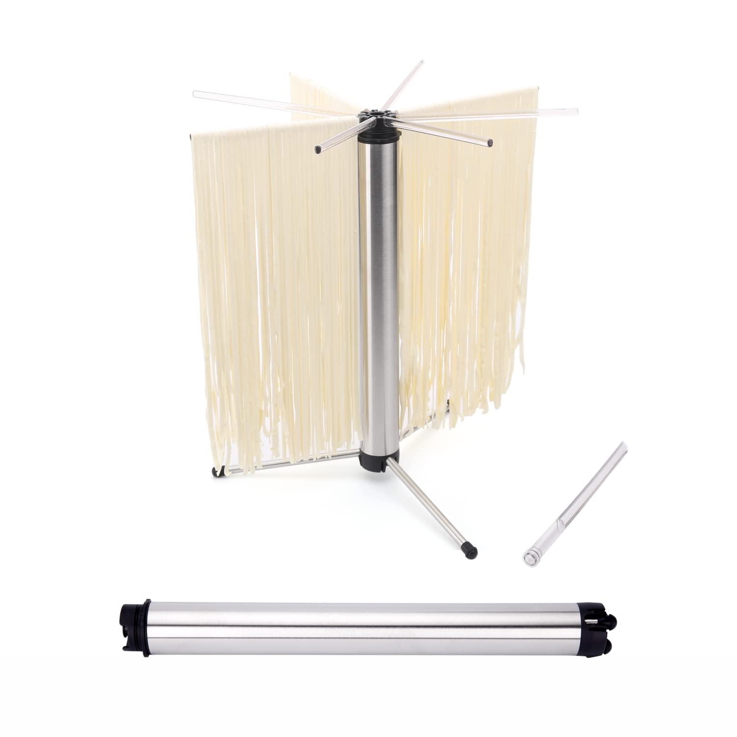 KITCHENDAO Collapsible Pasta Drying Rack, Foldable for Easy Storage, Rotary Arms, Detachable for Easy Cleaning, Stainless Steel Homemade Hanging for up to 6 lbs, Pasta Noodle Spaghetti Stand Hanger