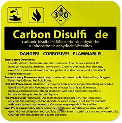 Carbon Disulfide Carbon Bisulfide; Dithiocarbonic Anhydride Aluminum Weatherproof Metal Sign Square Street Signs 12INx12IN