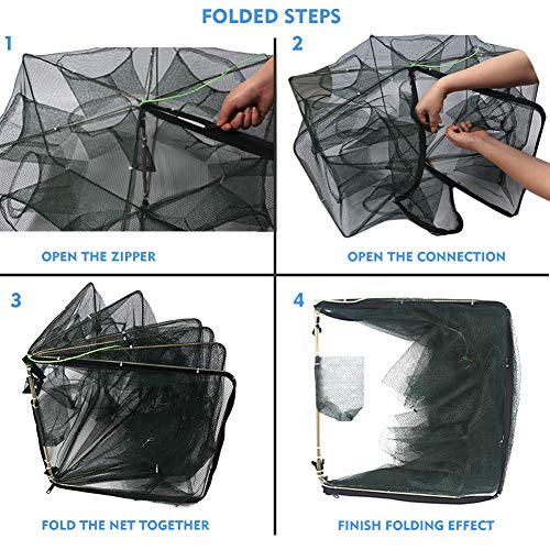 FunVZU Folded Fish Trap - 2020 New Improved Portable Minnow Trap Bait Traps Cast Dip Cage Automatic for Fish Shrimp Minnow Crawfish Crab Baits Fishing Net Freshwater