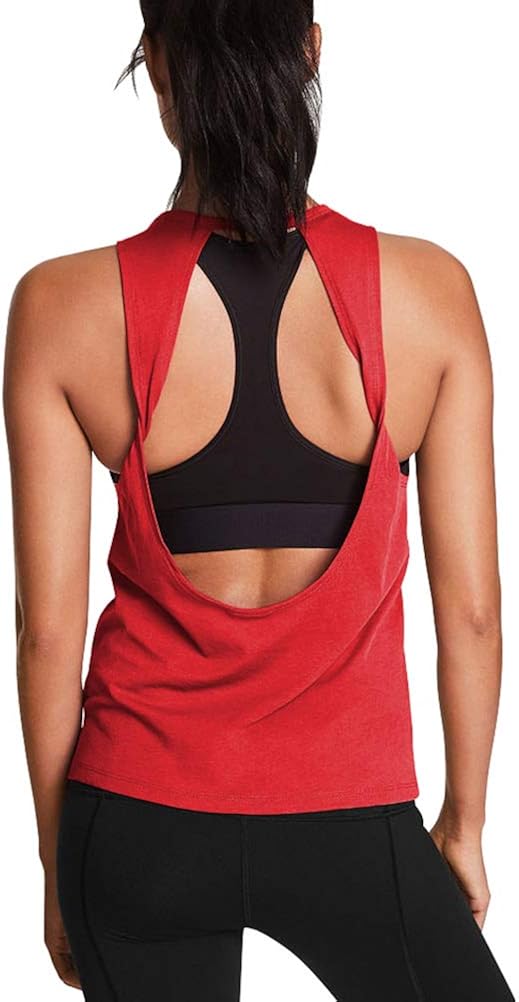Mippo Womens Cute Workout Tops Open Back Yoga Shirts Gym Clothes Running Tank Tops