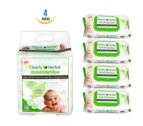 Clearly Herbal Gentle Baby Wipes (72 ct bag of 4 = 288 wipes)