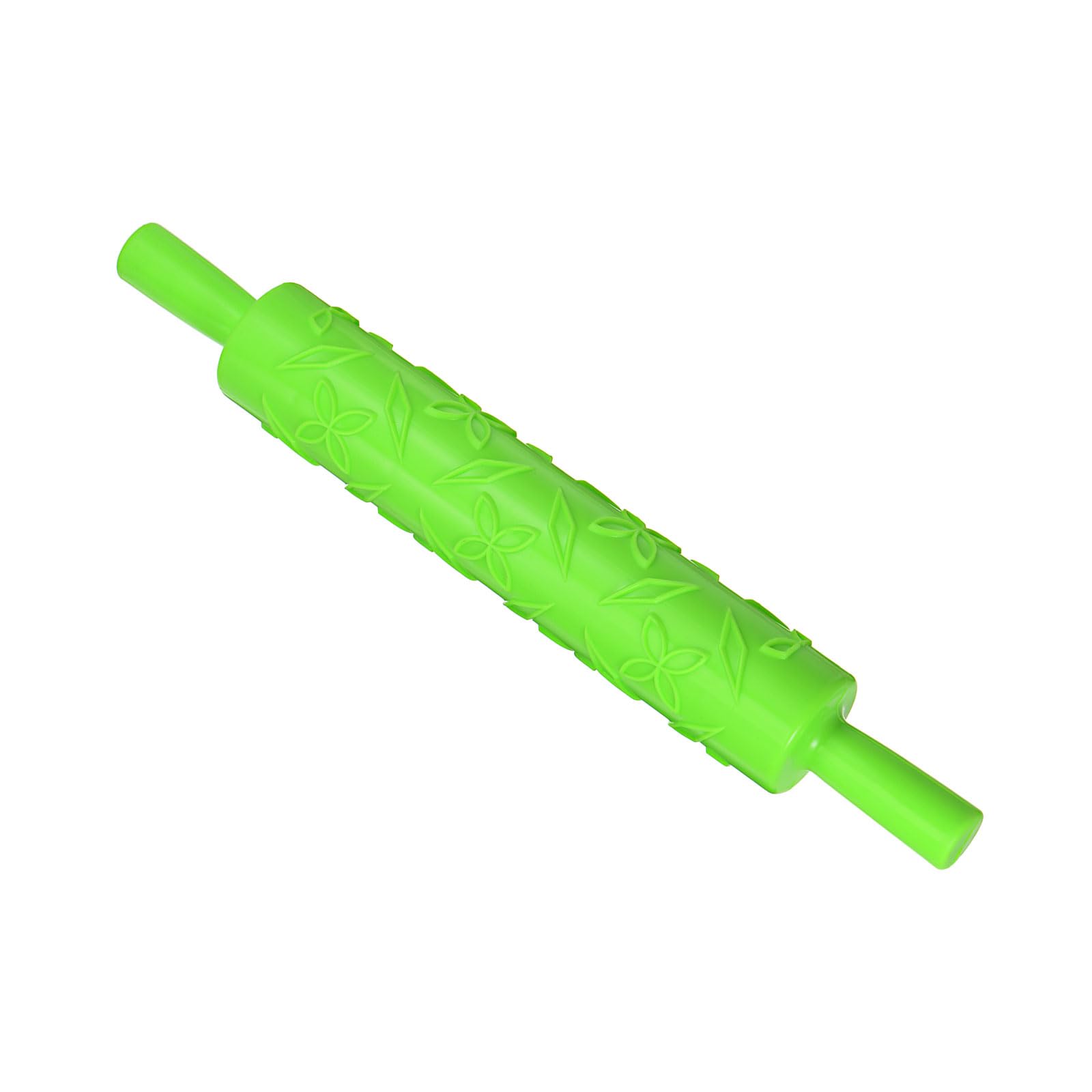 CoCud Pattern Embossed Rolling Pin, 14.6" Length, PP Plastic Leaf 3D Pattern Clear Texture Ergonomic Handle Decorative Roller - (Applications: for Clay Baking Fondant DIY)