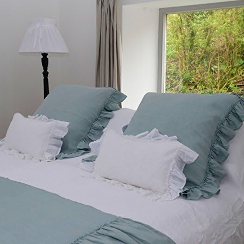 Ruffled Linen, Linen Euro Sham, Linen Bedding, Ruffled Bedding, Pillow Sham. Perfect for Saturdays!