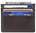 DEEZOMO Genuine Leather RFID Blocking Card Case Wallet Slim Super Thin 6 Card Slots Compact Wallet - Coffee