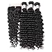3 Bundles Brazilian Deep Wave Human Hair With Closure Unprocessed Virgin Hair Extesion Deep Curly Remy Hair With Lace Closure Middle Part Natural Color (20 22 24+18 Lace Closure)