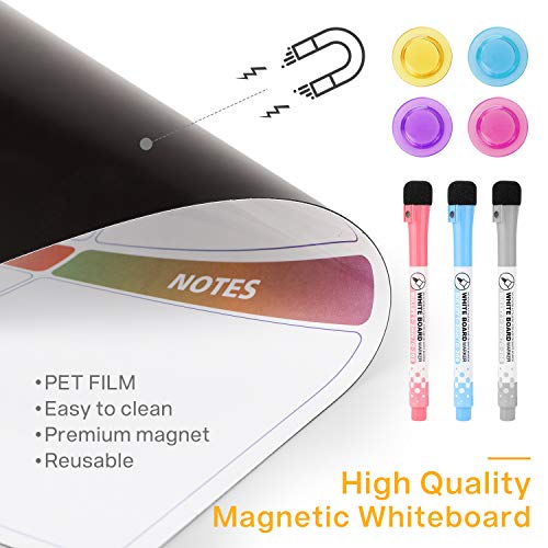 Lemecima Dry Erase Calendar Board Set Magnetic for Refrigerator Monthly Weekly Organizer& Daily Notepad Fridge Whiteboard 3PCS with 3 Markers and 4 Magnets Schedule Planner