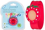 Essencell Waterproof Deet Free Natural Anti-Mosquito Repellent Cartoon Slap Bracelet with 2 Refills - Red Strawberry