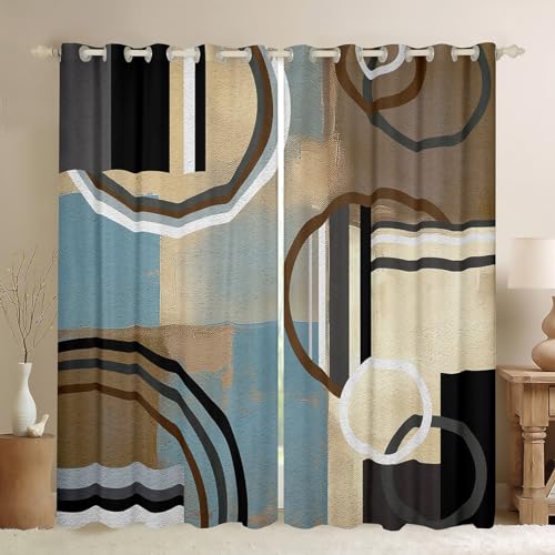 Erosebridal Brown Blue 100% Blackout Curtains