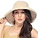 Simplicity Summer Solid Cotton Bucket Hat with Big Fold-Up Brim, Khaki