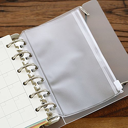 4Packs Clear Plastic Zipper Pockets for A6 6Ring Notebook Binder