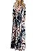 GAMISOTE Women's Spring Fashion Printed Long Dress Three Quarter Sleeve Empire Flower Floor-length Dress