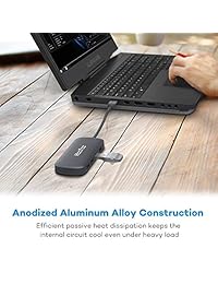 HooToo - Hub de datos USB 3.0 de 4 puertos (velocidad de transferencia de 5 Gbps, aleación anodizada, compacto, ligero, para Mac y Windows OS), color gris