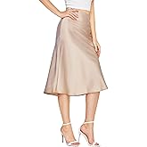 Verdusa Women's Elegant High Waist Satin A Line Flared Midi Skirt