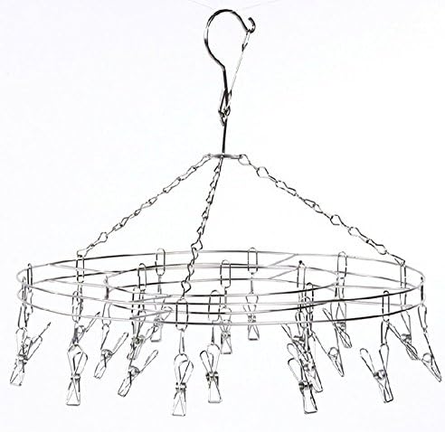 WEITIAN Laundry Clothesline Hanging Rack for Drying Clothing Set of 20 Stainless Steel Clothespins Round