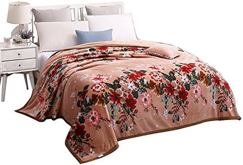 MYLUNE HOME Faux Fur Mink Fleece Blanket Throws with Flower Pattern on Chair Sofa and Bed Full/Queen/King Size