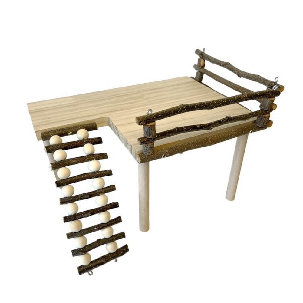 Cachpib Hamster Platform Wooden Platform Stand Shelf for Hamster Golden Bear Hamster Climbing Toy Wood Hamster Playing Activity Platform with Ladder Hamster Cage Accessories Horizontal climbing