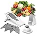 Mandoline Vegetable Slicer by Blue Sky Chef - Easy and adjustable 5 blade stainless steel cutter with kitchen safe wide guard - Commercial grade portable handheld grater - Thin julienne veggie chips