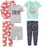 Simple Joys by Carter's Toddler Girls' 6-Piece Snug Fit Cotton Pajamas, Sheep/Dot/Monkey, 2T