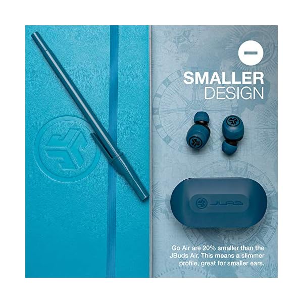 JLab-Audio-Go-Air-True-Wireless-Earbuds-Bluetooth-Wireless-Headphones-and-USB-Charging-Case-with-Dual-Connect-Custom-EQ3-Sound-and-Smallest-Fit-Ever-Navy JLab Go Air Wireless Earphones, True Wireless Ear Buds with USB Charging Case, Bluetooth Earbuds with Dual Connect and…