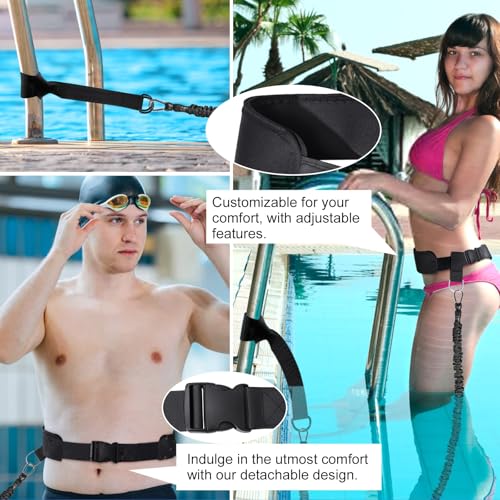 Swimming Belt for Swimming Pool - Professional Swimming Trainer with Adjustable Resistance 2.5-7.5m Swimming Rope Training Belt for Adults and Children, Pool Training Without
