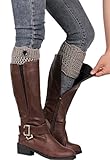 AnVei-Nao Womens Stretch Knitted Button Boot Leg Cuffs Leg Warmers Topper Socks Grey