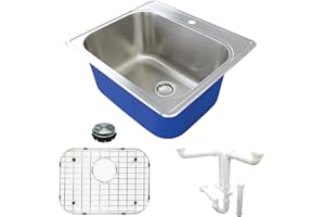 Transolid K-MTSB252212-1 Meridian 25-in x 22-in x 12-in Laundry/Utility Sink Kit with 1-Hole, Brushed Stainless Steel