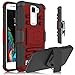LG K10 Case, LG Premier LTE Case, Venoro Full Body Hybrid Rubber Plastic Shockproof Defender Heavy Duty Holster Belt Clip Kickstand Case Cover for LG K10 (Red / Black)