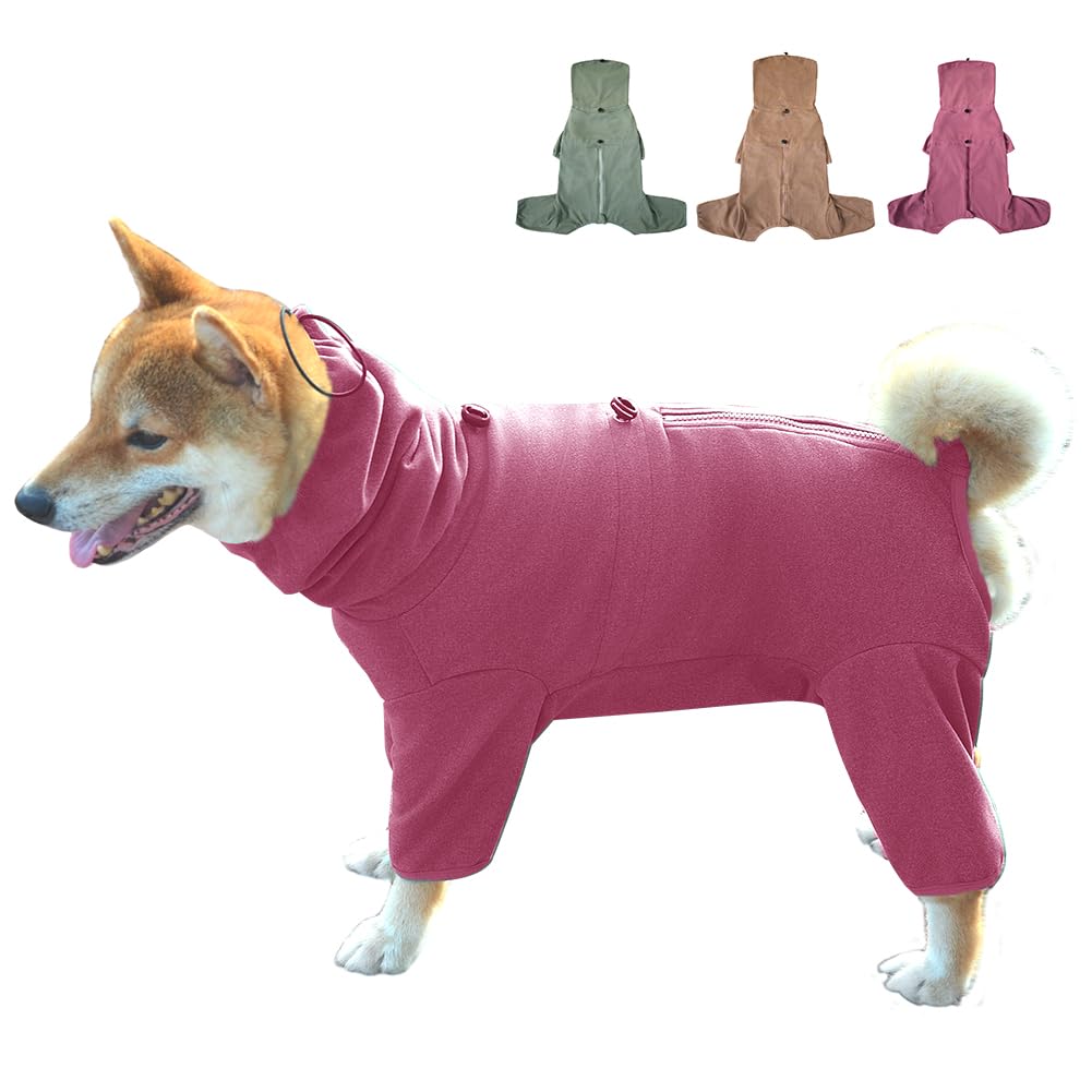 KOOGAL Dog Pajamas, Suitable For Small And Medium Dogs - Adult Dog Clothes, Four Legged Suit - Pet Homewear. Recovery Suit (Red, 2XL)