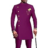 African Suits for Men Single Breasted Blazer and Pants 2 Piece Set Dashiki Outfits Ankara Attire for Wedding
