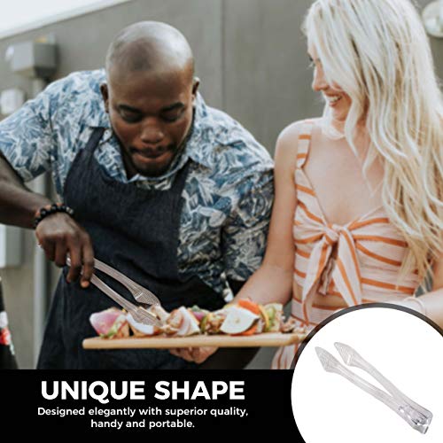 [12 Pack] Plastic Serving Tongs, 8.5 Inch Heavy Duty Disposable Utility Tongs (Clear)