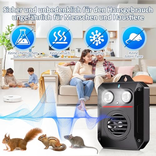 ADOGO Marten repellent with ultrasound, marten deterrent with flash light and sensor control, marten protection for car, marten deterrent battery operated, marten deterrent attic