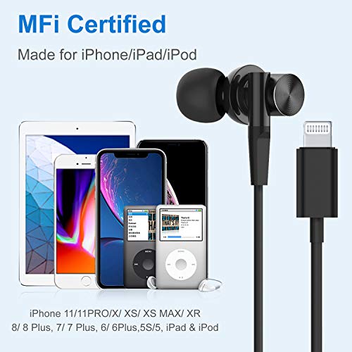 Lightning Headphones with Connector, Microphone MFi Certified Wired