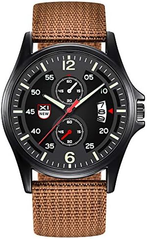 Men's Wrist Watches,Military Nylon Waterproof Date Quartz Analog Army Men's Quartz Wrist Watches(Coffee)