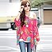 Doinshop Elegant Female Blouses Bohemian Print Loose Tank Batwing Sleeve Shirts (L)