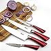 Red Knife Set by Kniv | Chefs, Paring, Utility, Carving, Bread, Steak Knives, 11 Comfortable Good Weight Pieces, Cut Like a Professional Chef (Sharp Wedding Gift)