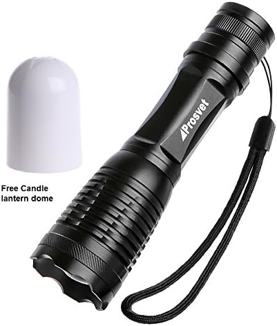 Prosvet E6 1200 Lumen Cree-XML T6 led Portable Zoomable Flashlight -5 Mode Adjustable Focus - Water Resistant --Free Candle lantern dome Accessory Included