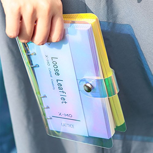 Index Tabs for A5/A6 6-Holes Cover Round Ring View Binder File Folder Loose Leaf Sheet Protectors Binder Cover Protector (Cover Laser, A6/17cm*10cm)