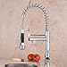 Ollypulse Brass Double Handle Kitchen Sink Faucet with Swivel Pull Out High Pressure Sprayer and Spout Chrome