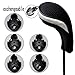 Andux Golf Hybrid Club Head Covers with Dial No. Tag Pack of 3 (All The Same Size) Black/Black