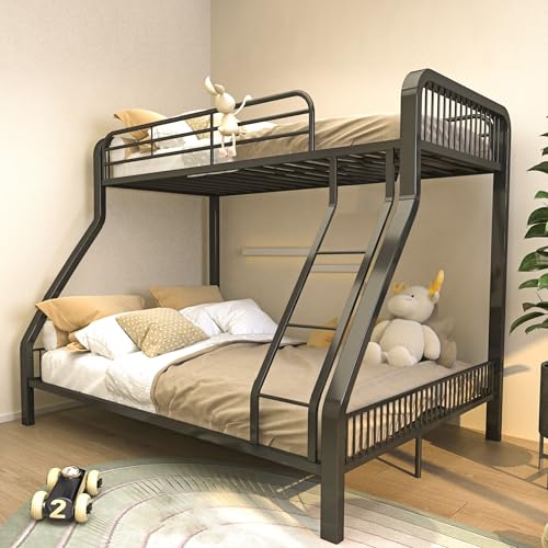 ZMIZAKOY Heavy Duty Twin XL Over Queen Bunk Bed for Adults and Kids, Metal  Bunk Bed Twin Over Queen Size with