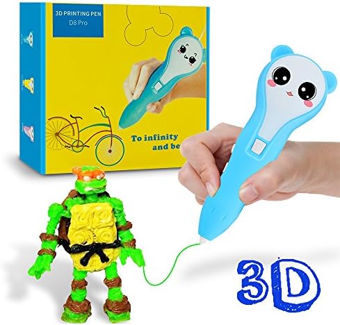 IDER 3D Doodle Printing Pen for Kids, Teddy Bear with LED Light, Stencils, Plastic Molds, Emoji Sticker, and 4 PCL 1.75 mm Low-temperature Non-toxic Filaments Best Gifts for boys and girls (Blue)