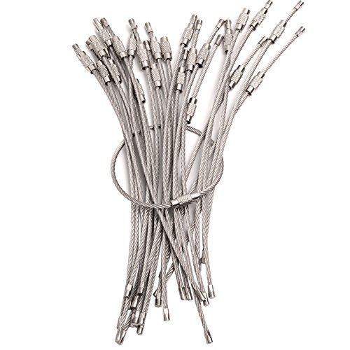 Aligle 24pcs stainless steel wire keychain cable key ri…